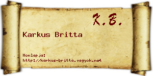 Karkus Britta névjegykártya